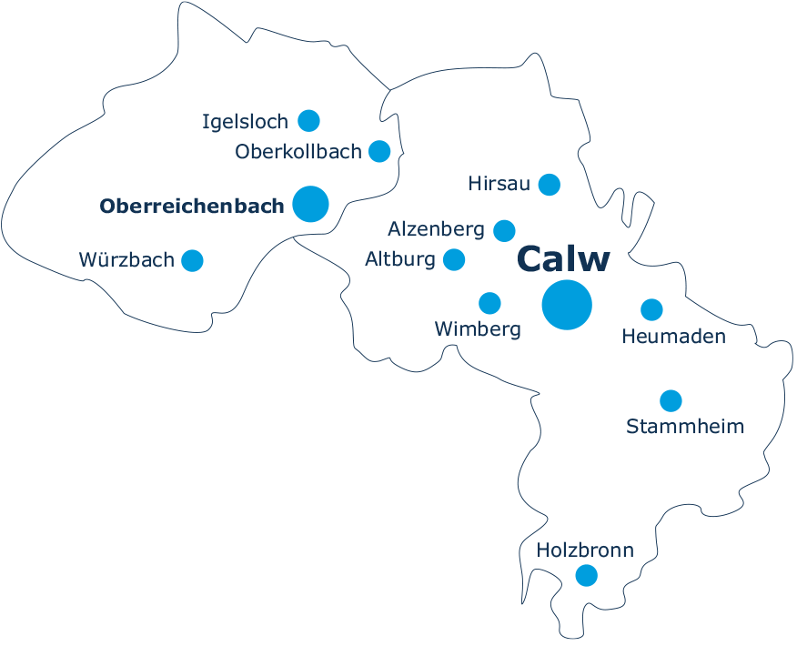 Einzugsgebiet der Diakoniestation Calw